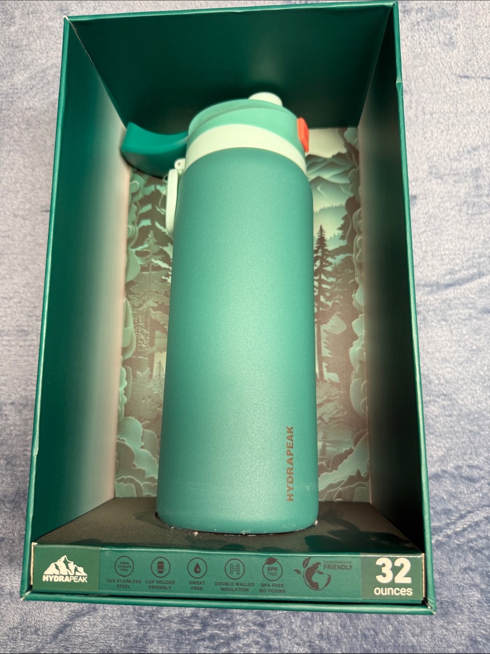 ❤️ 1 HR SALE Hydrapeak 32oz Seafoam Insulated Stainless Bottle Flip Straw Lid